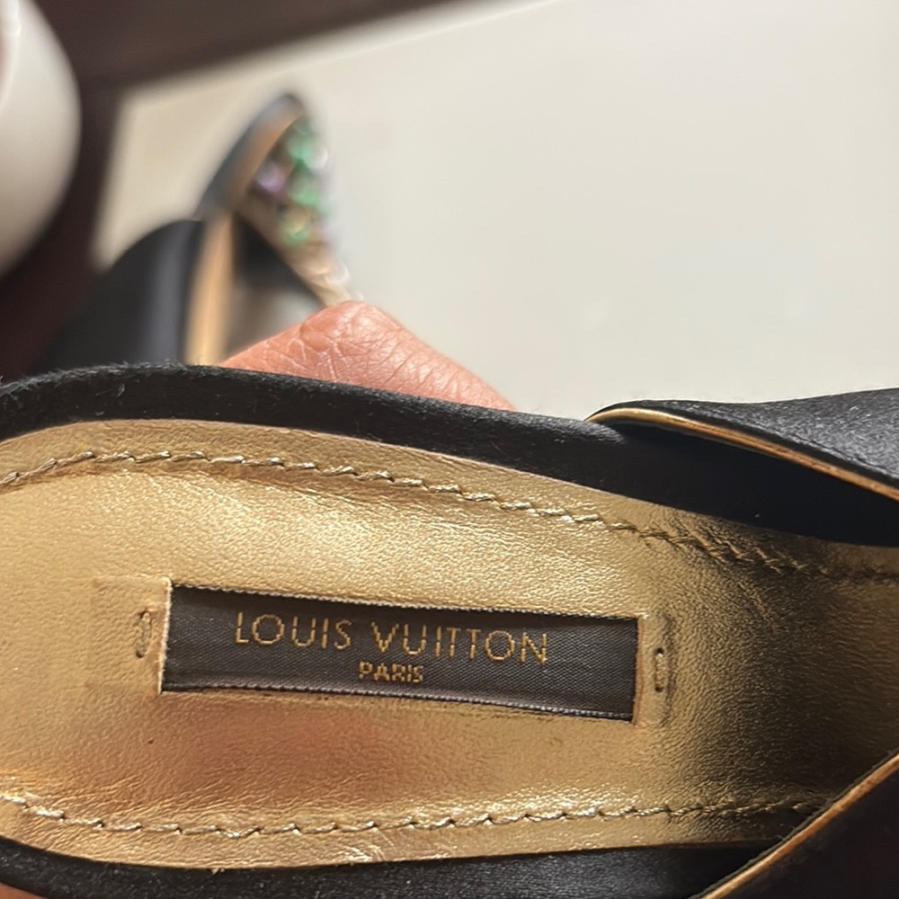 Louis Vuitton Black and Gold Mules - Picture 5 of 5